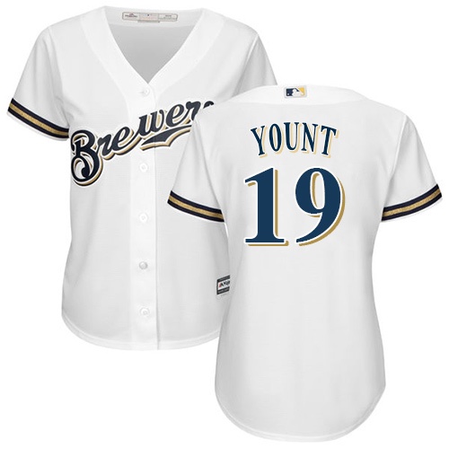 Brewers #19 Robin Yount White Home Women's Stitched MLB Jersey - Click Image to Close